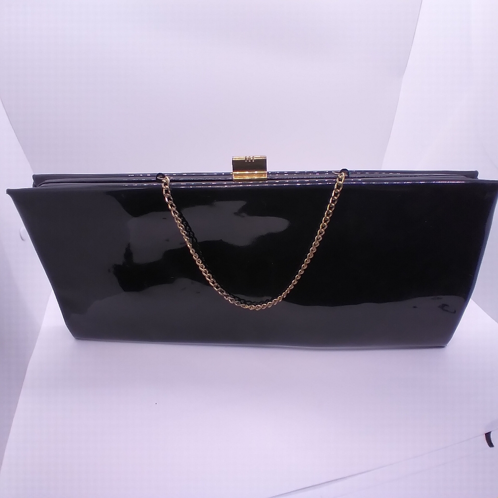 Vtg 50s patent leather clutch, chic